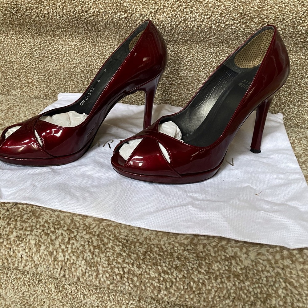 Stuart Weizman Open Toe Patent Leather Shoes - image 1
